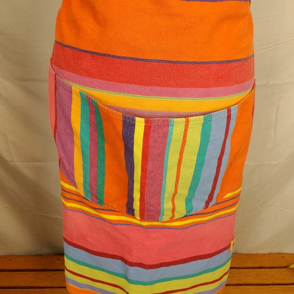 Les Toiles Du Soleil French Fabric Multicolored Stripped Apron Unisex - Picture 6 of 13